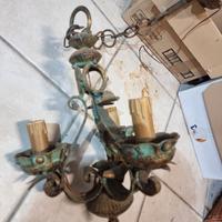 Lampadario vintage, antico in ferro battuto