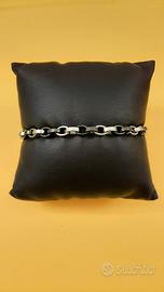 Bracciale uomo,  a catena, in acciaio e ceramica