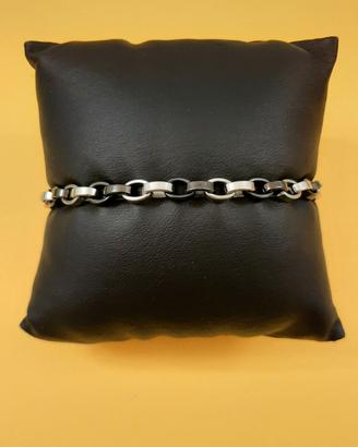 Bracciale uomo,  a catena, in acciaio e ceramica