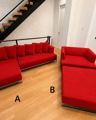 B & B ITALIA divano SOLO con penisola inTex. Rosso