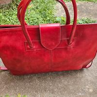 borsa porta documenti  donna vera pelle rossa