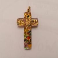 Ciondolo croce in vetro di Murano. 
Made In Italy.