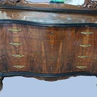 Cassettiera in noce con specchio