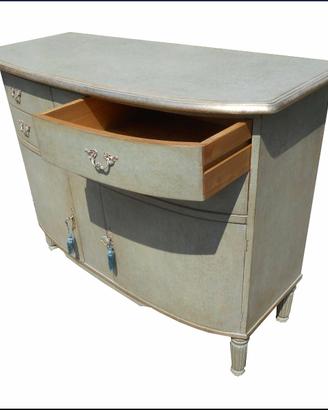 Credenza bombata laccata a mano marmorizzata