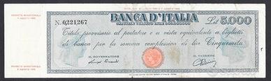 Titolo provvisorio lire 5000 del 1945 testina