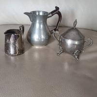 Set 3 pezzi vintage peltrosilverplate lattiera bri