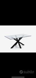 Tavolo in vetro gambe incrociate nere - Nuovo