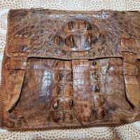 Borsa vintage coloniale in vero coccodrillo