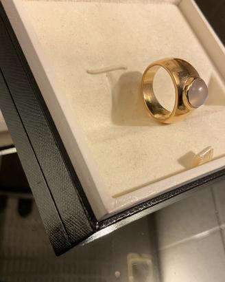 Cabochon con pietra di Luna stellare oro massiccio