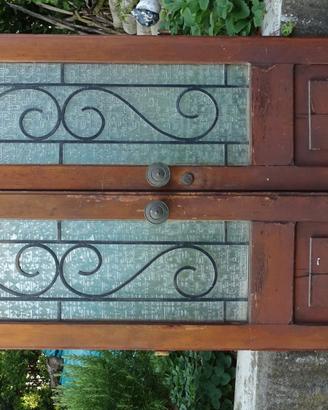 Porta a 2 ante con vetro da esterno anni ‘40/50 in
