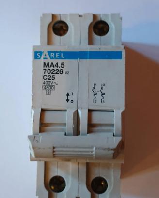 Magnetotermico SAREL 2P C25 4.5kA - Mod. 70226