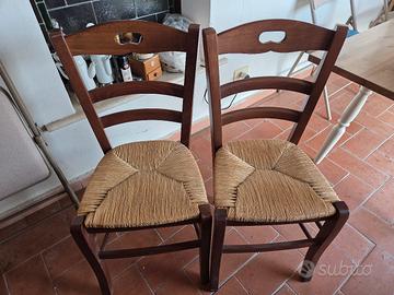 Sedie da cucina legno massello e paglia