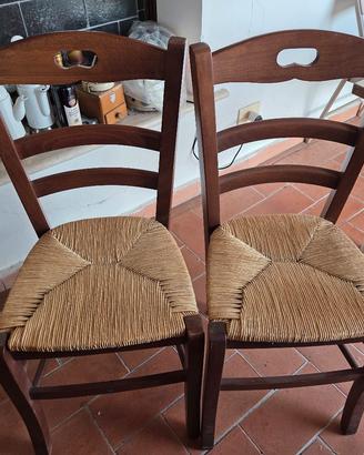 Sedie da cucina legno massello e paglia