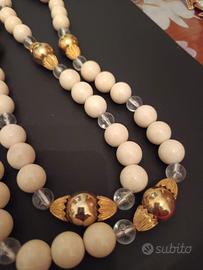 Collana lunga color AVORIO e ORO vintage