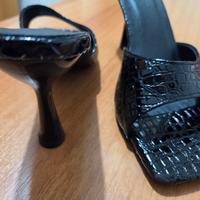 Sandalo donna nero in coccodrillo n.39