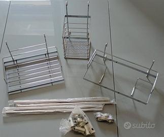 Barra sottopensili+ Set 3 cestelli+ Set 6 Ganci S