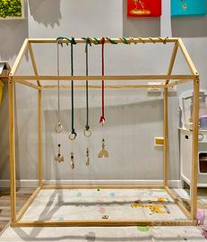 Casetta in legno + cordini cotone e pendenti