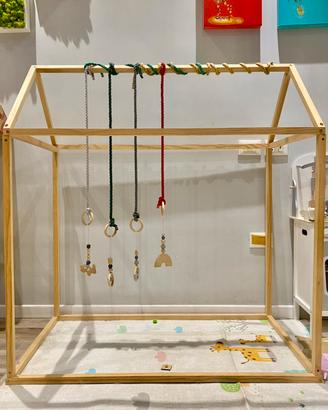 Casetta in legno + cordini cotone e pendenti