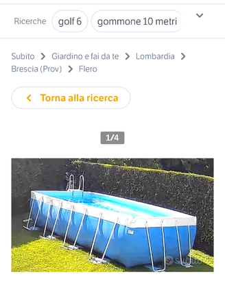 piscina laghetto 3x6 metri alta 1,20 fino a 1,40 c