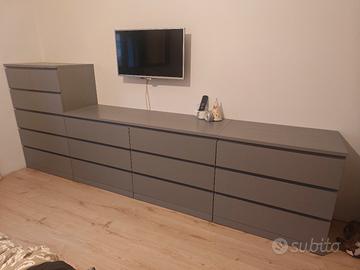 set cassettiere Ikea malm rovere grigio 