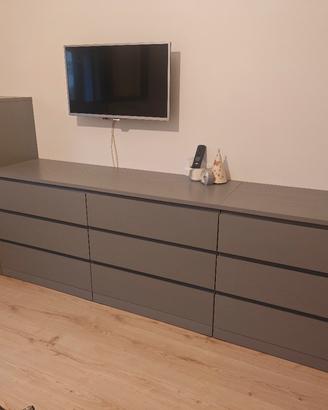 set cassettiere Ikea malm rovere grigio 