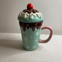 Vintage! Tazza con coperchio motivo cioccolata