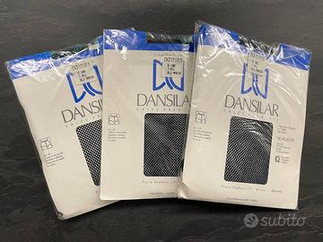 3 paia di calze a rete blu vintage Dansilar M/L