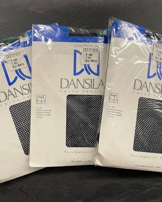 3 paia di calze a rete blu vintage Dansilar M/L