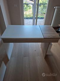 Scrivania 120 x 60 - bianco e effetto rovere