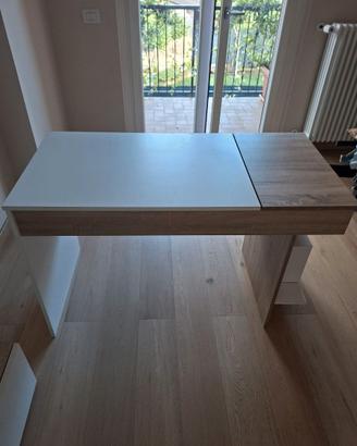 Scrivania 120 x 60 - bianco e effetto rovere