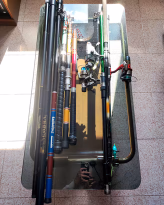 Grande lotto pesca canne mulinelli retini
