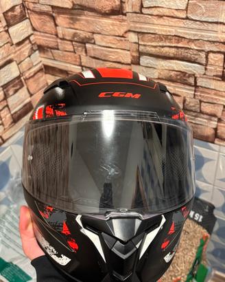 Casco moto CGM nero e rosso