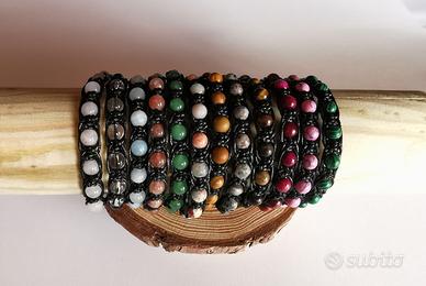 Bracciali doppio cordino  Pietre 6 mm  Unisex