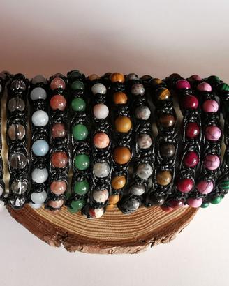 Bracciali doppio cordino  Pietre 6 mm  Unisex