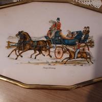 Vassoio anni 30 ottone e vetro ottagonale