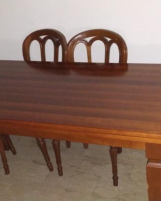 tavolo in legno 155x85 allungabile + 5 sedie