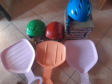 Caschi sci bambini e ragazzi, padelle neve