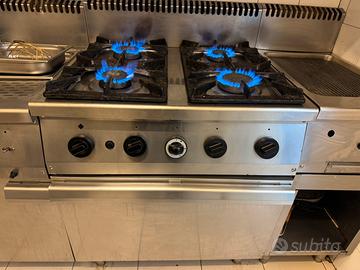 4 fuochi a gas per cucina bar o ristorante