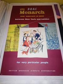 manifesto poster pubblicitario boac avion monarch 