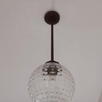 Lampadario antico con vetro soffiato