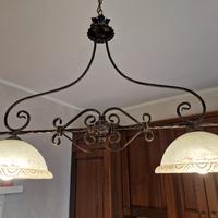 lampadario ferro battuto rame 