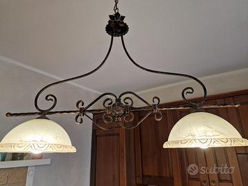 lampadario ferro battuto rame 