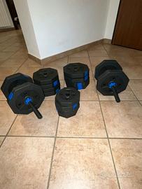 Set di manubri componibili con 39 kg di dischi