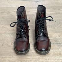 Stivaletti-Anfibi in Pelle Bordeaux Scuro Mis.35