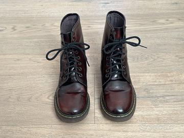 Stivaletti-Anfibi in Pelle Bordeaux Scuro Mis.35