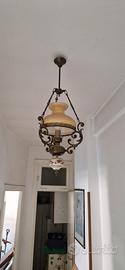 Lampadario in ceramica e ottone