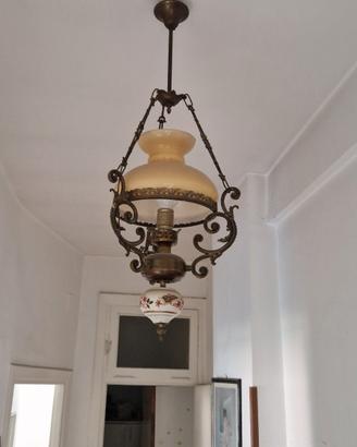 Lampadario in ceramica e ottone