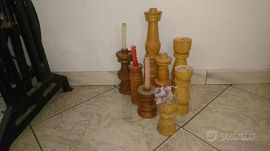 Set di candelabri in legno tornito