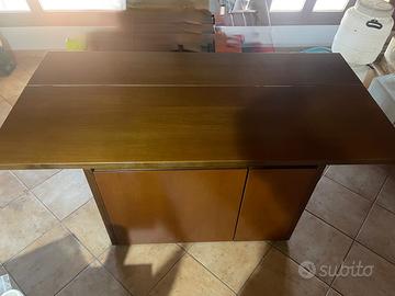 Mobile/tavolo legno con cassettoni