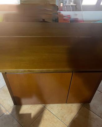 Mobile/tavolo legno con cassettoni